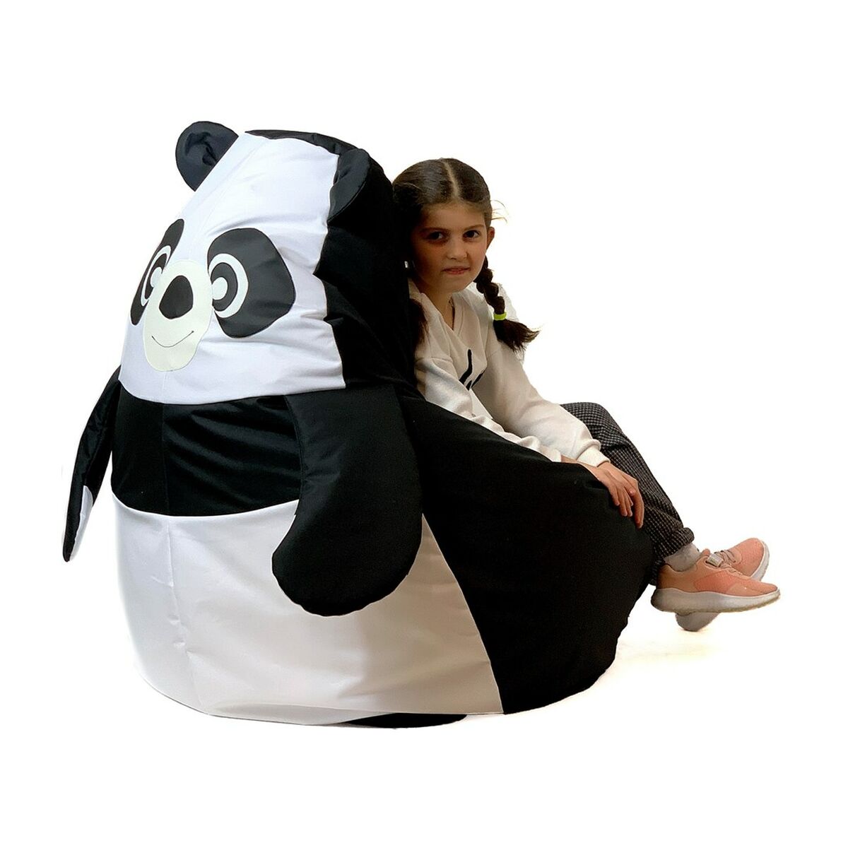 Puf GO GIFT Hvid Sort Oxford 105 x 80 cm